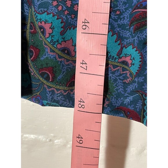 Vintage Albert Nipon Silk Midi Dress Blue Floral Paisley Pleated 90s Size 2 - Picture 15 of 15